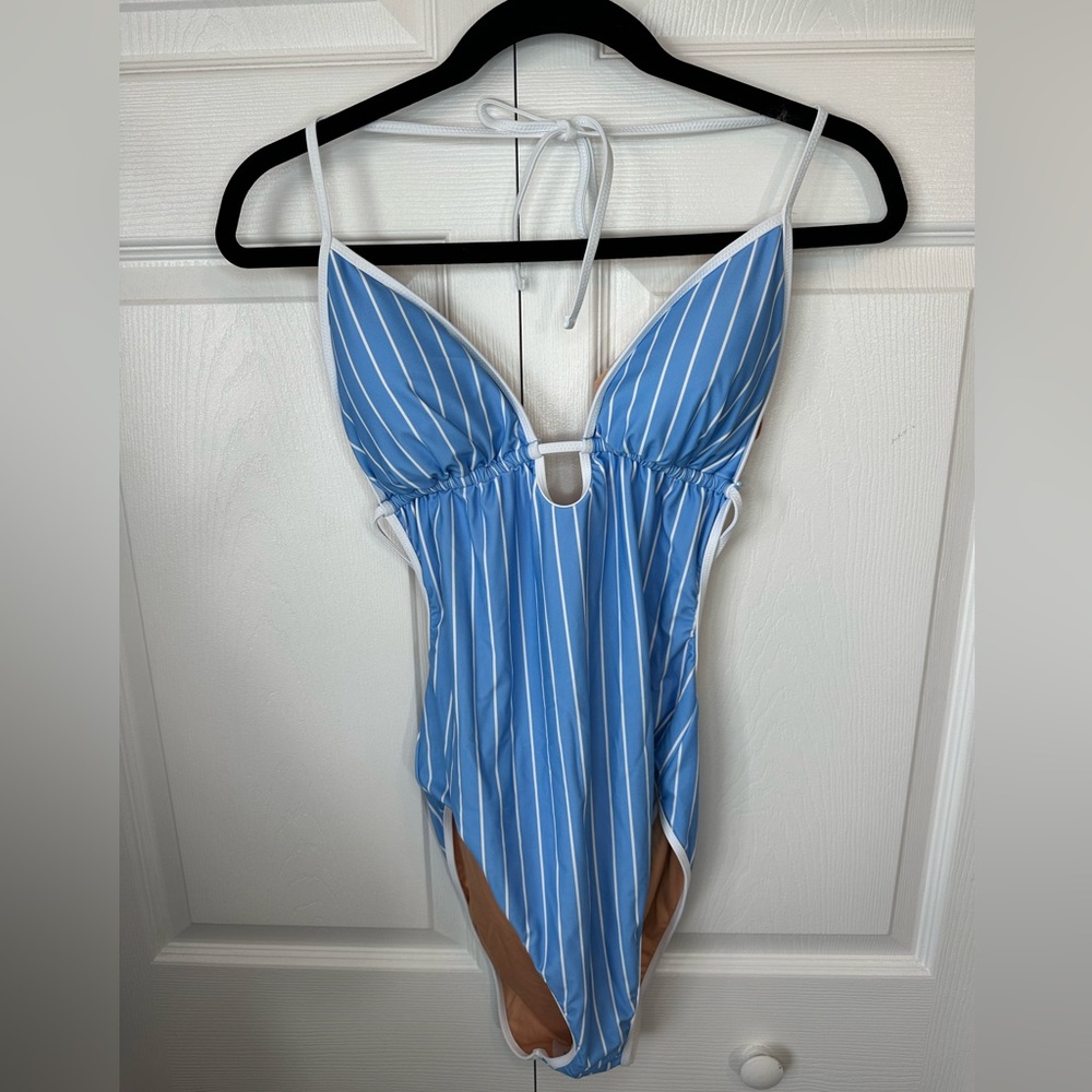 NWT J.Crew Cutout one-piece swimsuit in stripe sz.14 - Picture 4 of 6